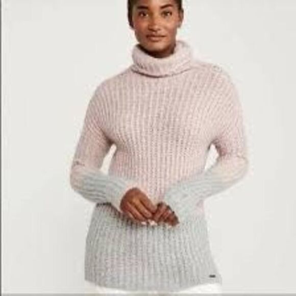 NWOT Abercrombie & Fitch (XL) color block turtleneck sweater, Pink + Gray - Picture 3 of 9